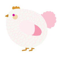 A white and rose chicken with a lace pattern