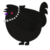 A sable and black chicken with a half-lace pattern