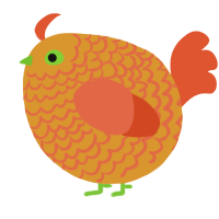 A orange and vermilion chicken with a lace pattern