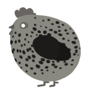 A ash and sable chicken with a speckle pattern
