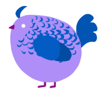 A lilac and ultramarine chicken with a half-lace pattern