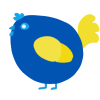 A ultramarine and yellow chicken