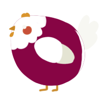 A maroon and white chicken with a head pattern
