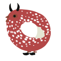 A red and white chicken with a speckle pattern