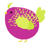 A amethyst and lime chicken with a half-lace pattern