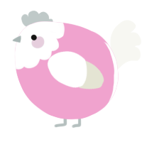 A pink and white chicken with a head pattern