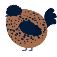 A brown and tumblr chicken with a speckle pattern