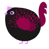 A sable and maroon chicken with a half-lace pattern