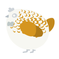 A white and ochre chicken with a half-lace pattern