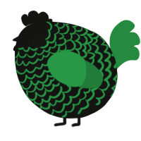A black and viridian chicken with a lace pattern