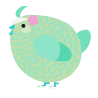 A gluppy and mint chicken with a lace pattern