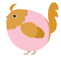 A rose and orange chicken with a head pattern