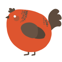 A vermilion and bark chicken with a neck-band pattern