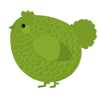 A chartreuse chicken with a lace pattern