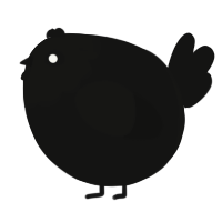 A black chicken with a head pattern