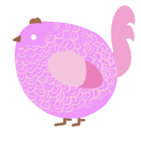 A lavender and pink chicken with a double-lace pattern