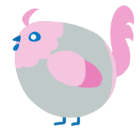 A silver and pink chicken with a head pattern