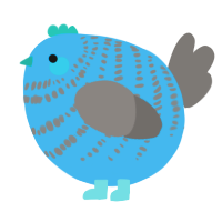 A sky and grey chicken with a bar pattern