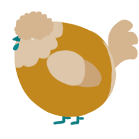 A ochre and beige chicken with a head pattern