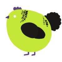 A lime and sable chicken with a neck-band pattern