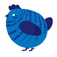 A sapphire and navy chicken with a bar pattern