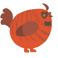 A vermilion and russet chicken with a bar pattern