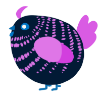 A tumblr and orchid chicken with a bar pattern