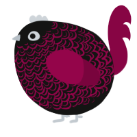A black and maroon chicken with a double-lace pattern