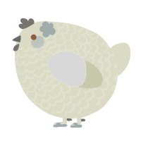 A white chicken with a lace pattern