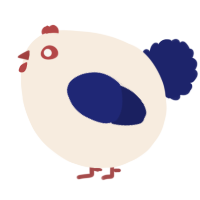 A cream and navy chicken
