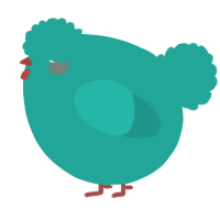 A turquoise chicken