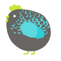 A grey and aqua chicken with a half-lace pattern
