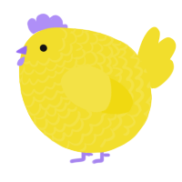 A yellow chicken with a lace pattern