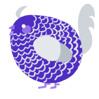 A indigo and mist chicken with a lace pattern