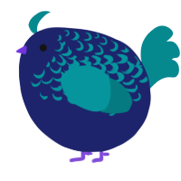 A navy and teal chicken with a half-lace pattern