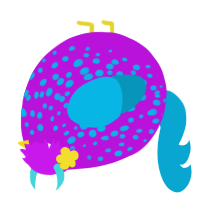 A amethyst and cerulean chicken with a speckle pattern
