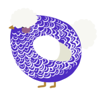 A indigo and white chicken with a double-lace pattern