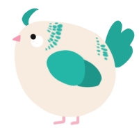 A cream and turquoise chicken with a neck-band pattern