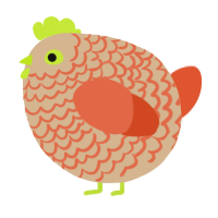 A beige and vermilion chicken with a lace pattern