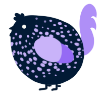 A tumblr and lilac chicken with a speckle pattern