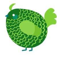 A leaf and grass chicken with a lace pattern