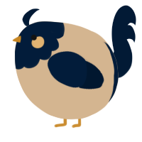 A beige and tumblr chicken with a head pattern