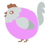 A lavender and silver chicken with a head pattern