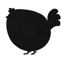A black chicken with a head pattern