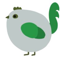 A silver and viridian chicken