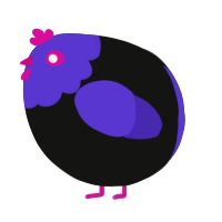 A black and indigo chicken with a head pattern