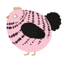 A rose and sable chicken with a bar pattern