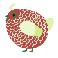 A red and apple chicken with a lace pattern