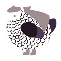 A black and apple chicken with a lace pattern