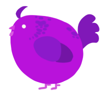A amethyst and violet chicken with a neck-speckle pattern